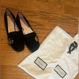 Make an offer! Authentic Gucci marmont GG fringe suede low heel loafer black